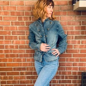 Zena Jeans Denim Jacket with Drum Major Style Buttons